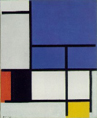 Composition with Large Blue Plane, Red, Black, Yellow, and Gray