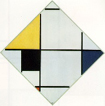 Lozenge Composition with Yellow, Black, Blue, Red, and Gray